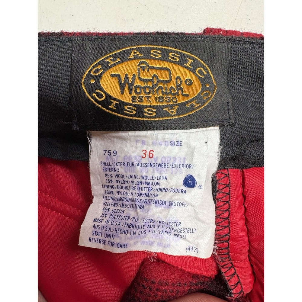 Woolrich Vintage Red Plaid Hunting Pants Size 36 Black & Yellow Tag USA Made Exc
